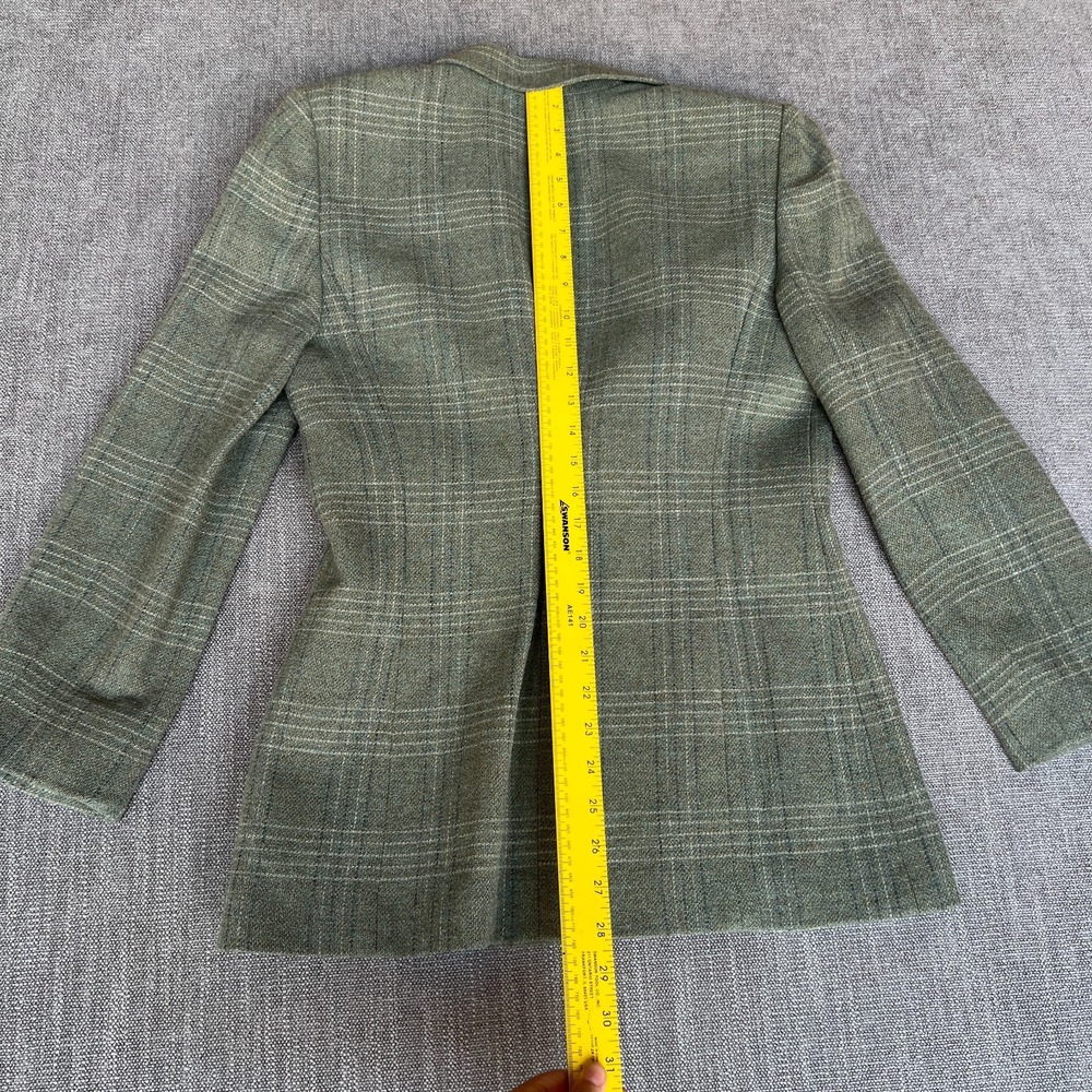 Vtg Linda Allard Ellen Tracy Two-Piece Blazer & Skirt Set Womens 2 Green Plaid - Picture 4 of 15
